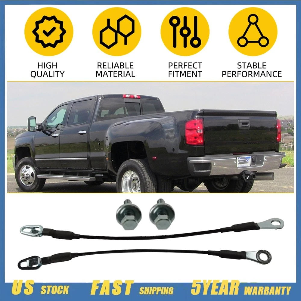 2 Rear Tailgate Cables Straps w/ Bolts for Silverado Sierra H3T (2007–2016)