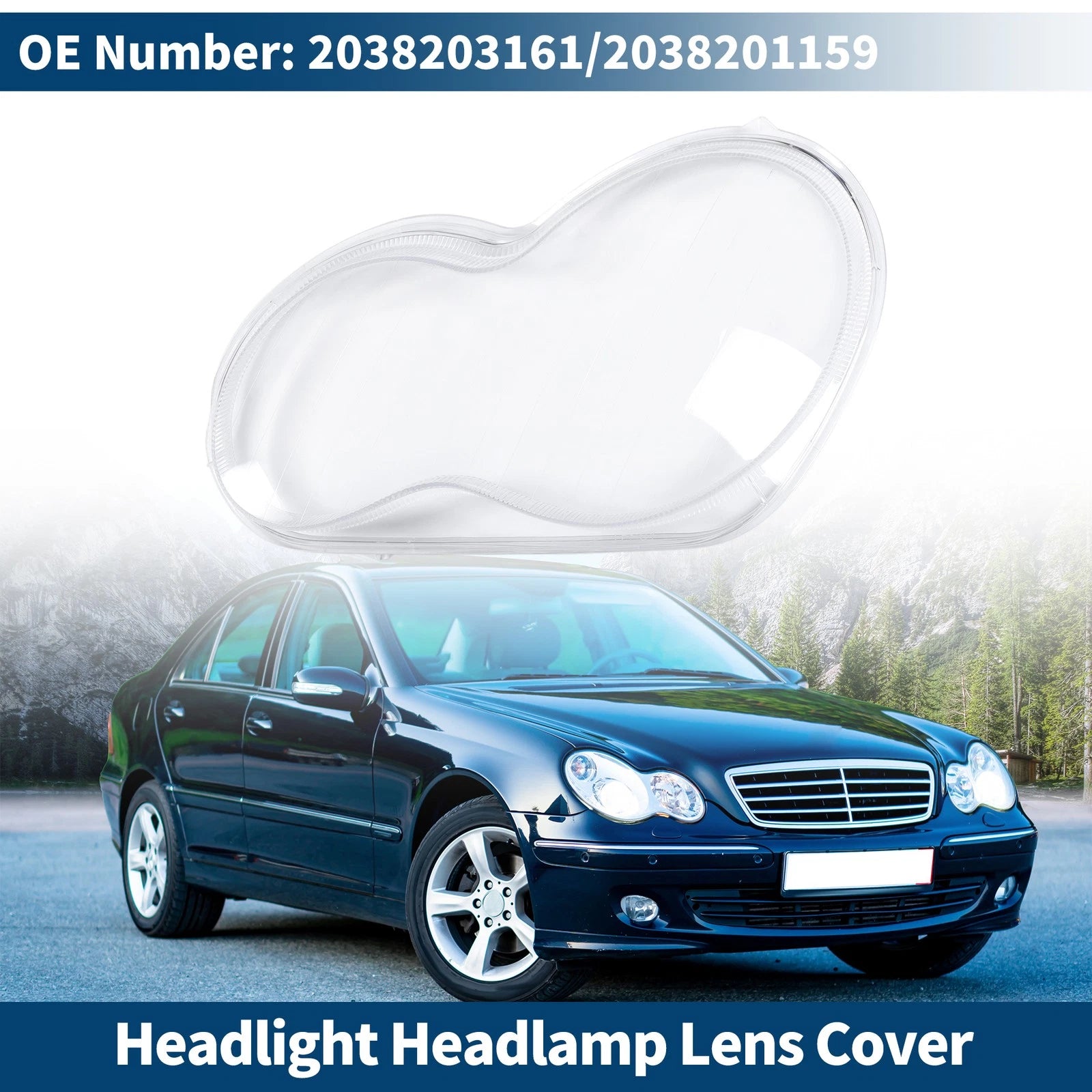 1 Pc Front Left Headlight Lens Cover for Mercedes-Benz (2003–2009) No. 2038203161 Clear