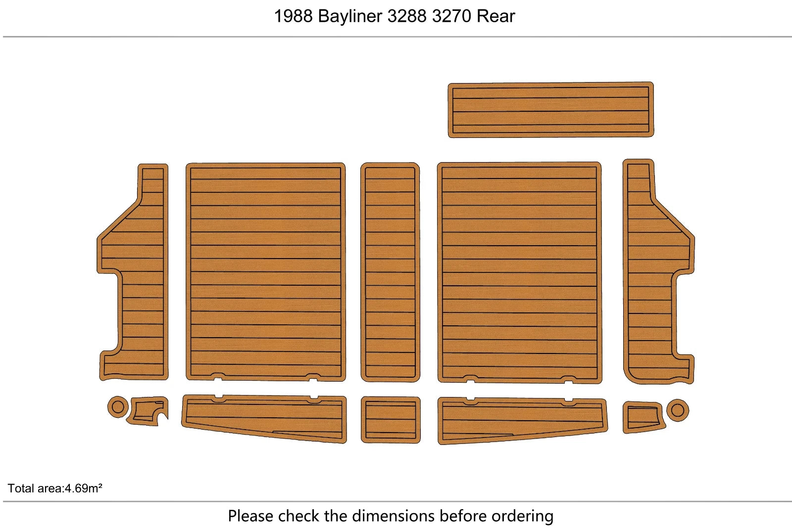 EVA Foam Faux Teak Cockpit Pads for Bayliner 3288 3270 (1988)