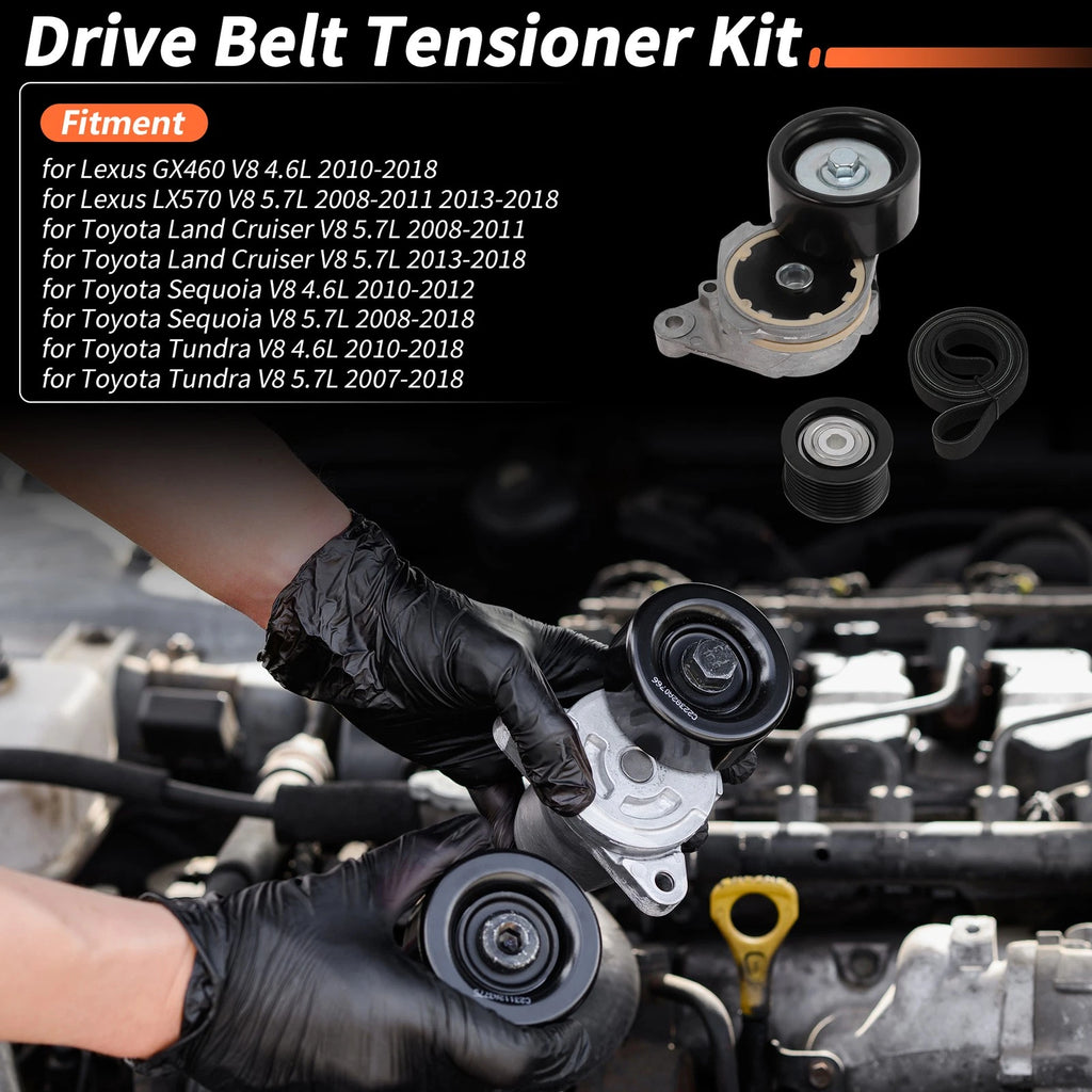 Set of 1 Drive Belt Tensioner Kit for Lexus GX460 V8 4.6L (2010–2018) 166200S010