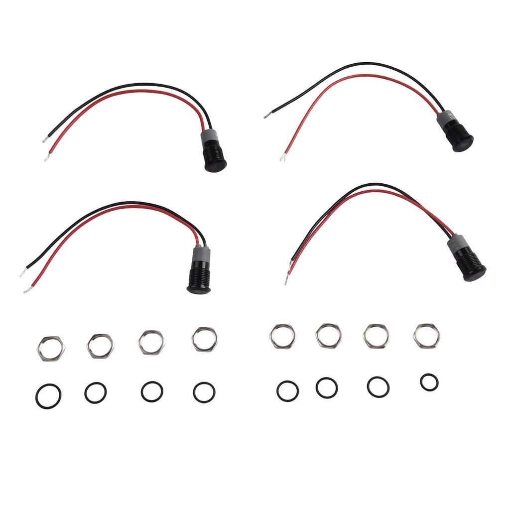 12mm Waterproof LED Indicator Lights for Tractors RVs Boats (DC 12V 24V)