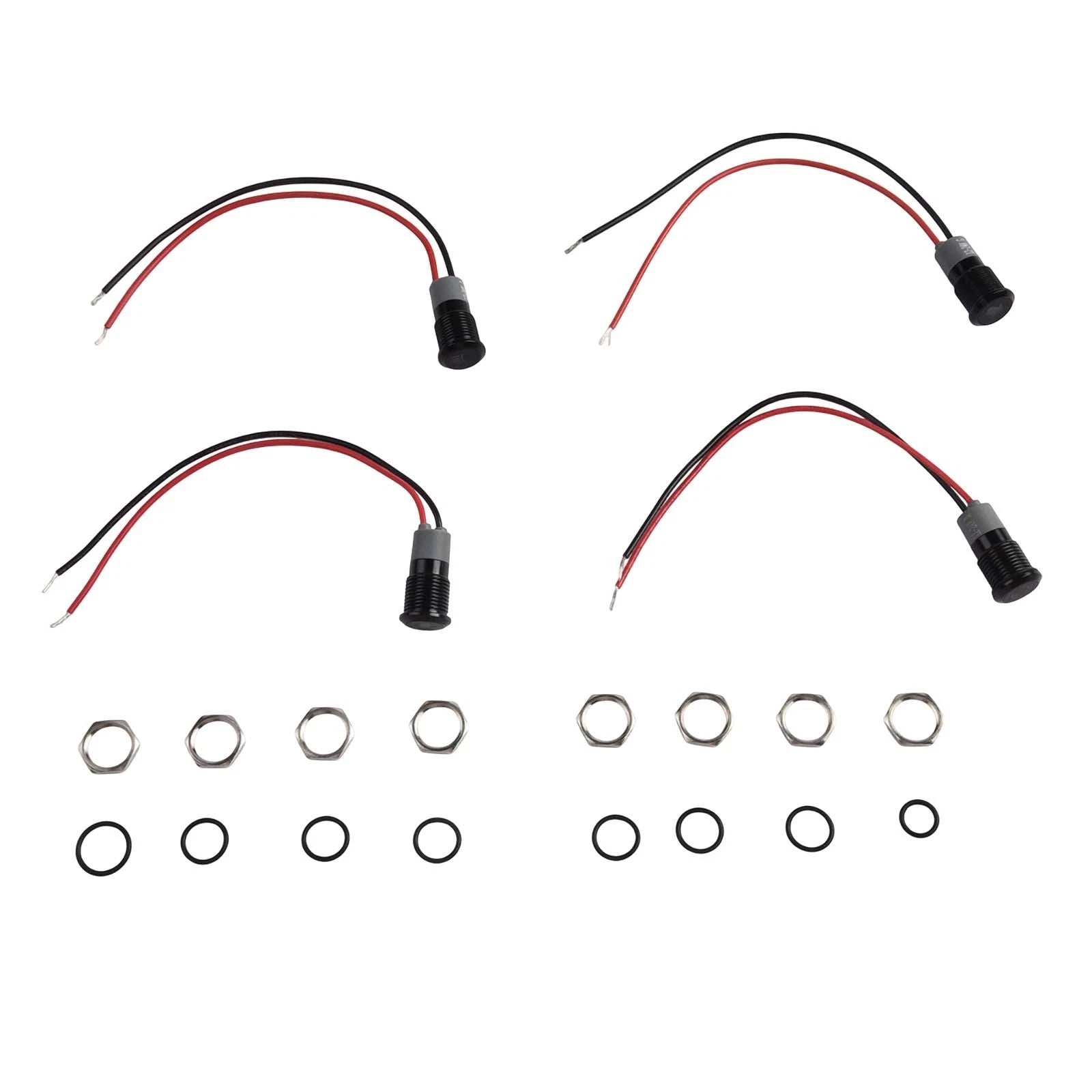 12mm Waterproof LED Indicator Lights for Tractors RVs Boats (DC 12V 24V)