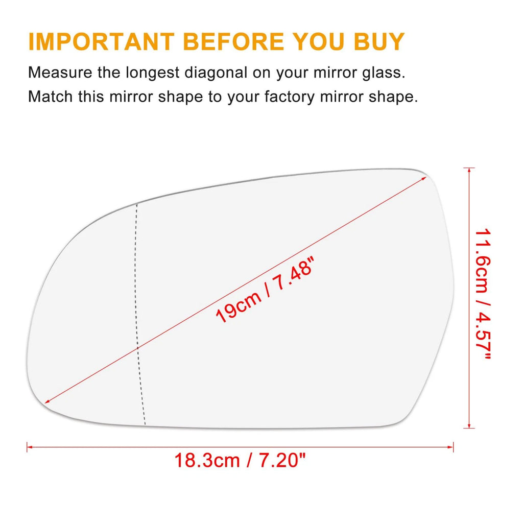 Heated Mirror Glass w/ Backing for Audi A5 Quattro S4 (2008–2017)