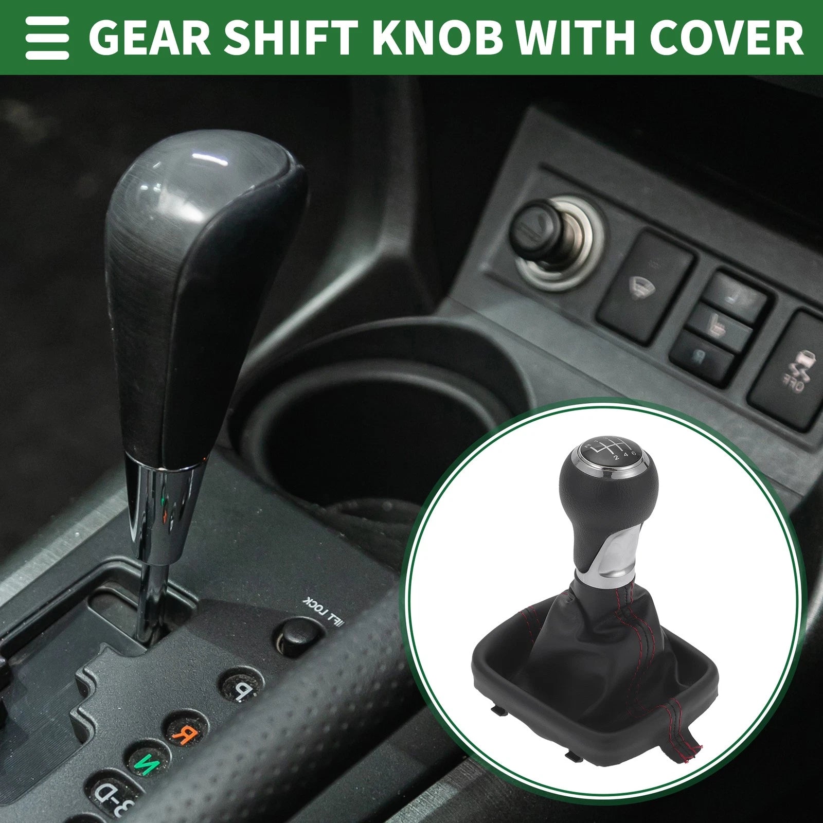 6 Speed Gear Shift Knob with Cover for Audi A3 8P (2003–2013) Chrome Red Black