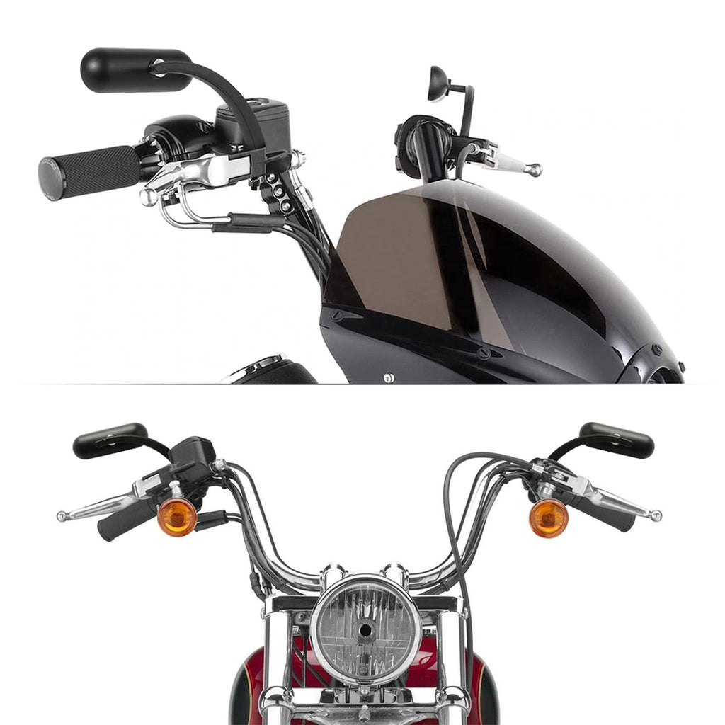 Black Mini Oval Rear View Mirrors for Harley Sportster Dyna (2004–2023)