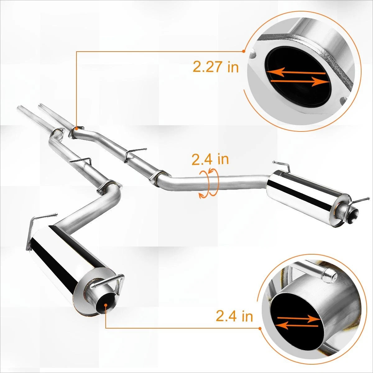 Dual 2.25" Tip Muffler Catback Exhaust for Dodge Charger (2011–2014)