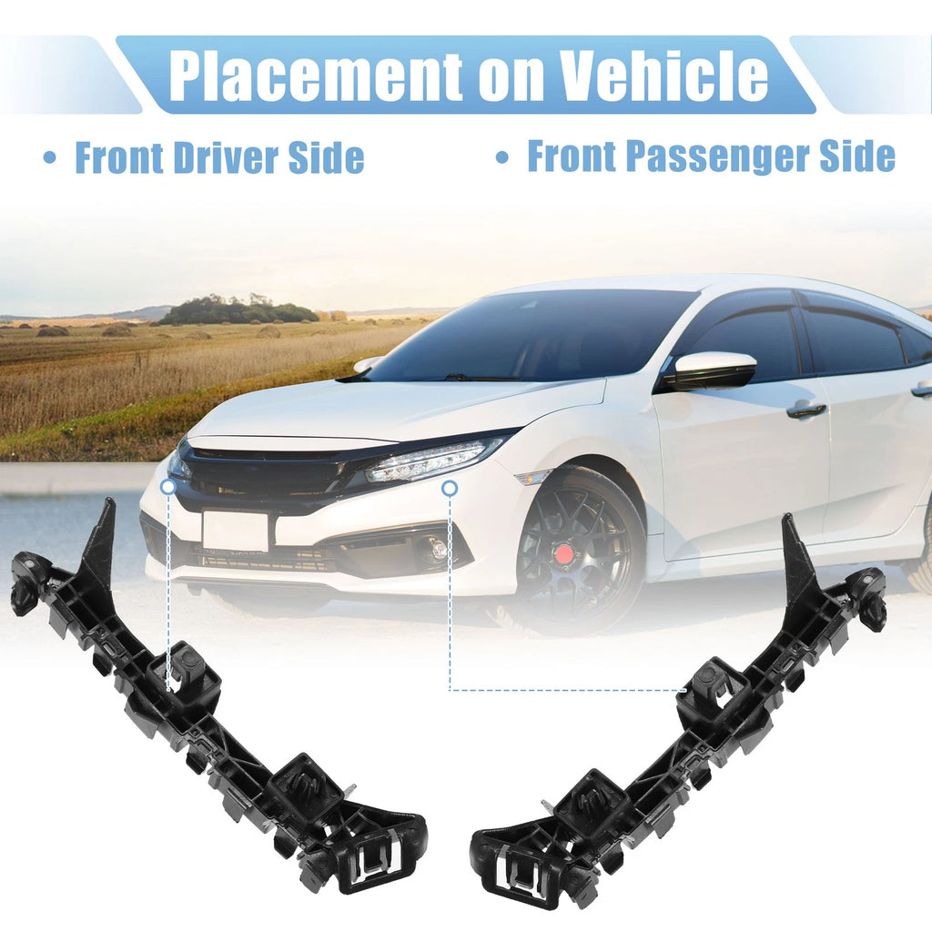 Pair of Front Bumper Bracket 71193-T5A-000 for Honda Fit (2015) Plastic Black