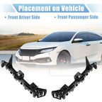 Pair of Front Bumper Bracket 71193-T5A-000 for Honda Fit (2015) Plastic Black