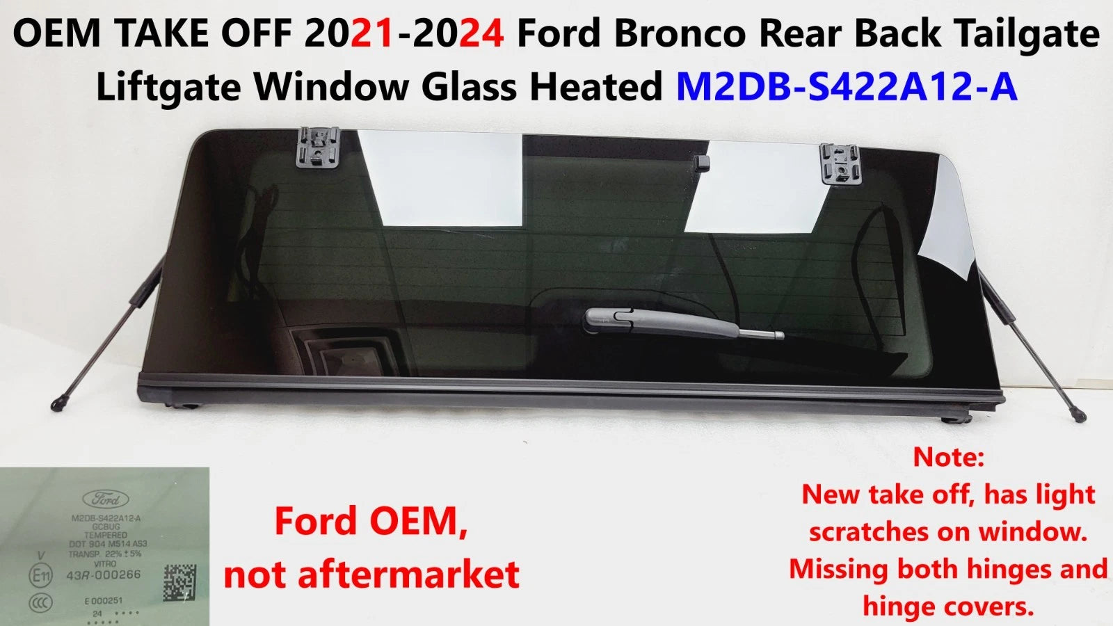 OEM Rear Back Tailgate Liftgate Window Glass for Ford Bronco (2021–2024)