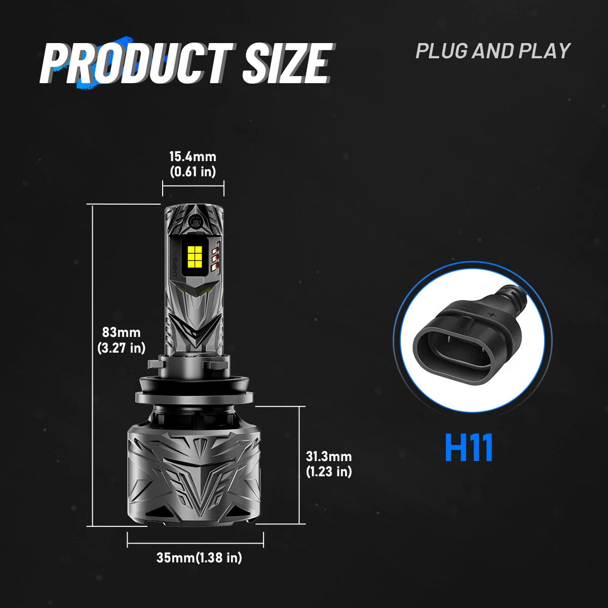 Set of 2 H8 H9 H11 LED Headlight Bulbs 80000LM for Car Truck Van