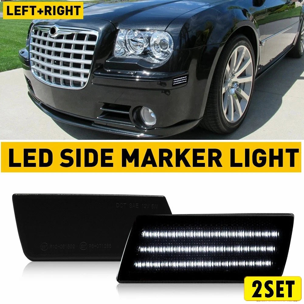 Set of 2 White LED Strip Front Side Marker Light for Chrysler 300 (2005–2014)