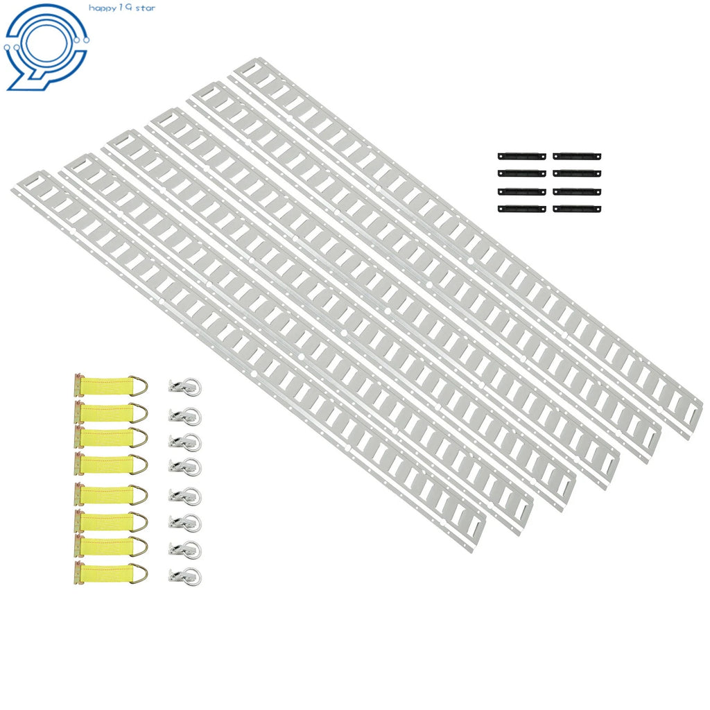 Set of 6 E-Tracks with End Covers, O-Rings, and Tie Straps for Trailers