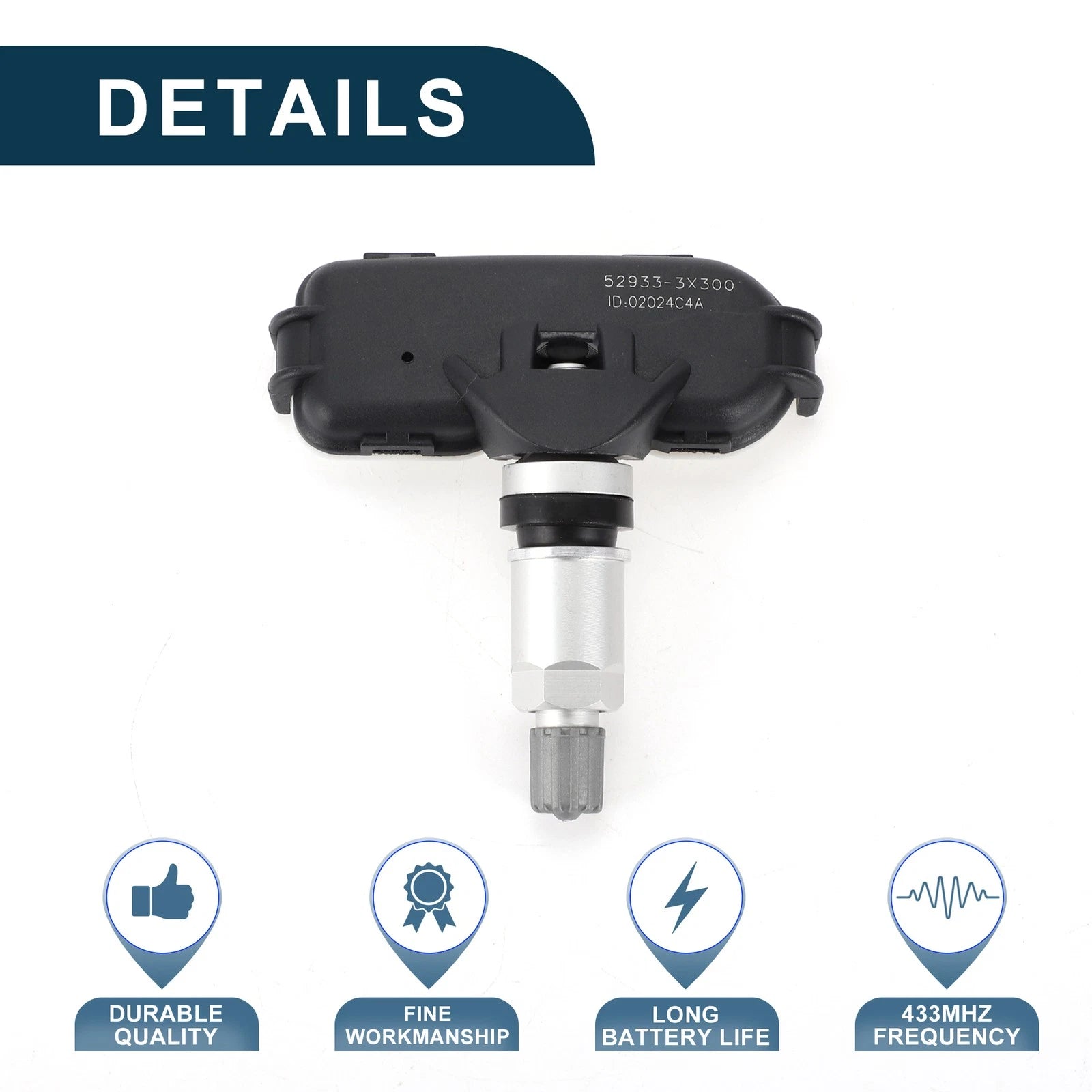 Tire Pressure Sensor 529333X300 for Hyundai Elantra (2006–2013) 433MHz