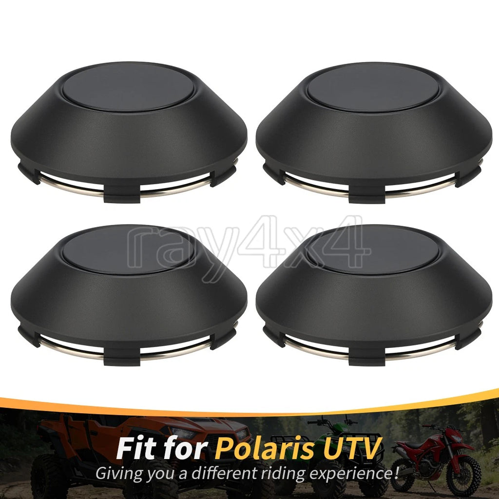 Set of 4 Black Center Hub Wheel Caps for Polaris RZR Turbo XP S/S (2018–2021)