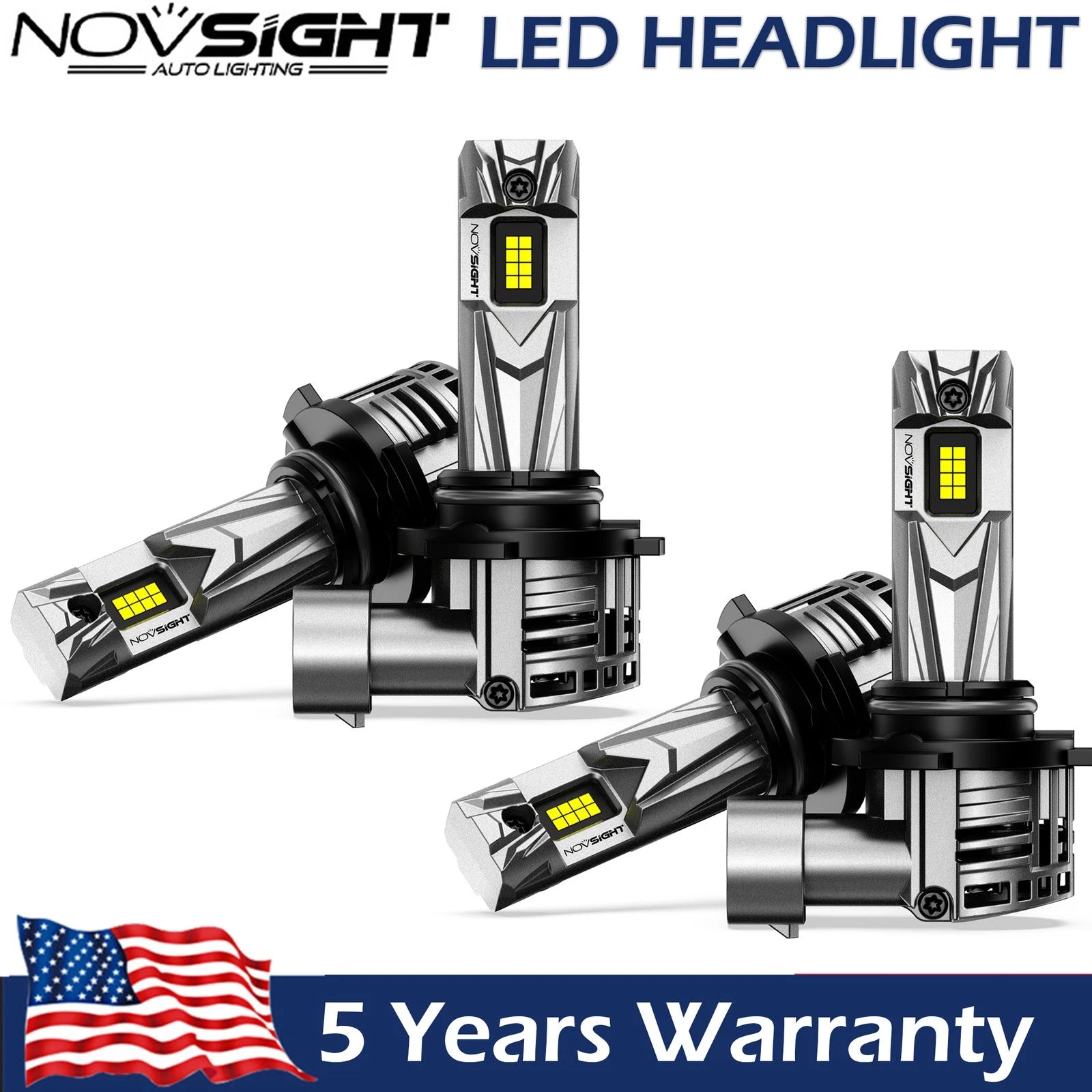 Set of 4 LED Headlight Bulbs 9005 + 9006 for NOVSIGHT (18000LM)