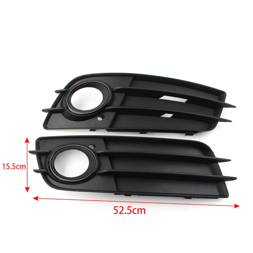 Black Front Bumper Fog Light Grille Covers for Audi A4 B8 S4 (2008-2012)