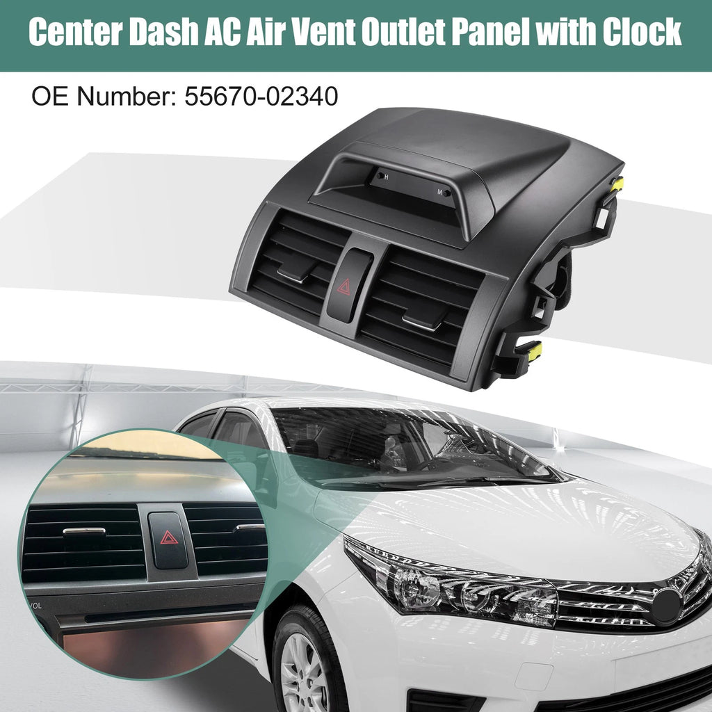 Center Dash A/C Air Vent Outlet Panel with Clock for Toyota Corolla (2009–2013)