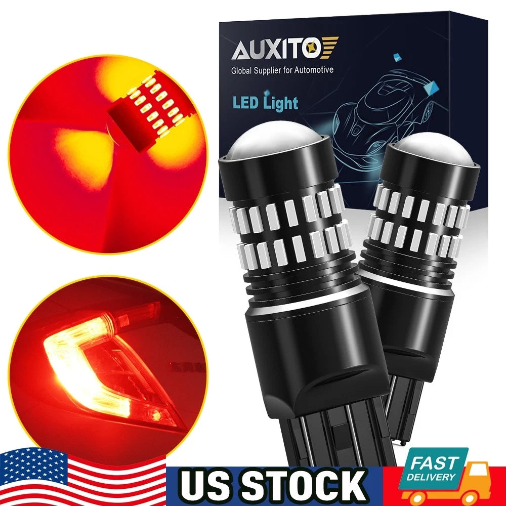 2X Red LED Turn Signal Brake Tail Light Bulbs for AUXITO 7443 7440