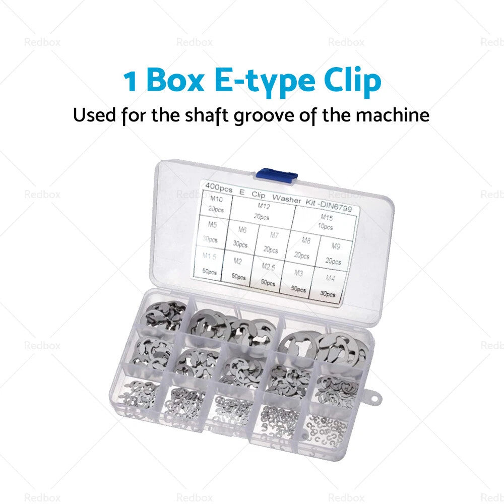 400PCS Stainless Steel E Clips C Circlip Kit M1.5-M15mm for Automotive