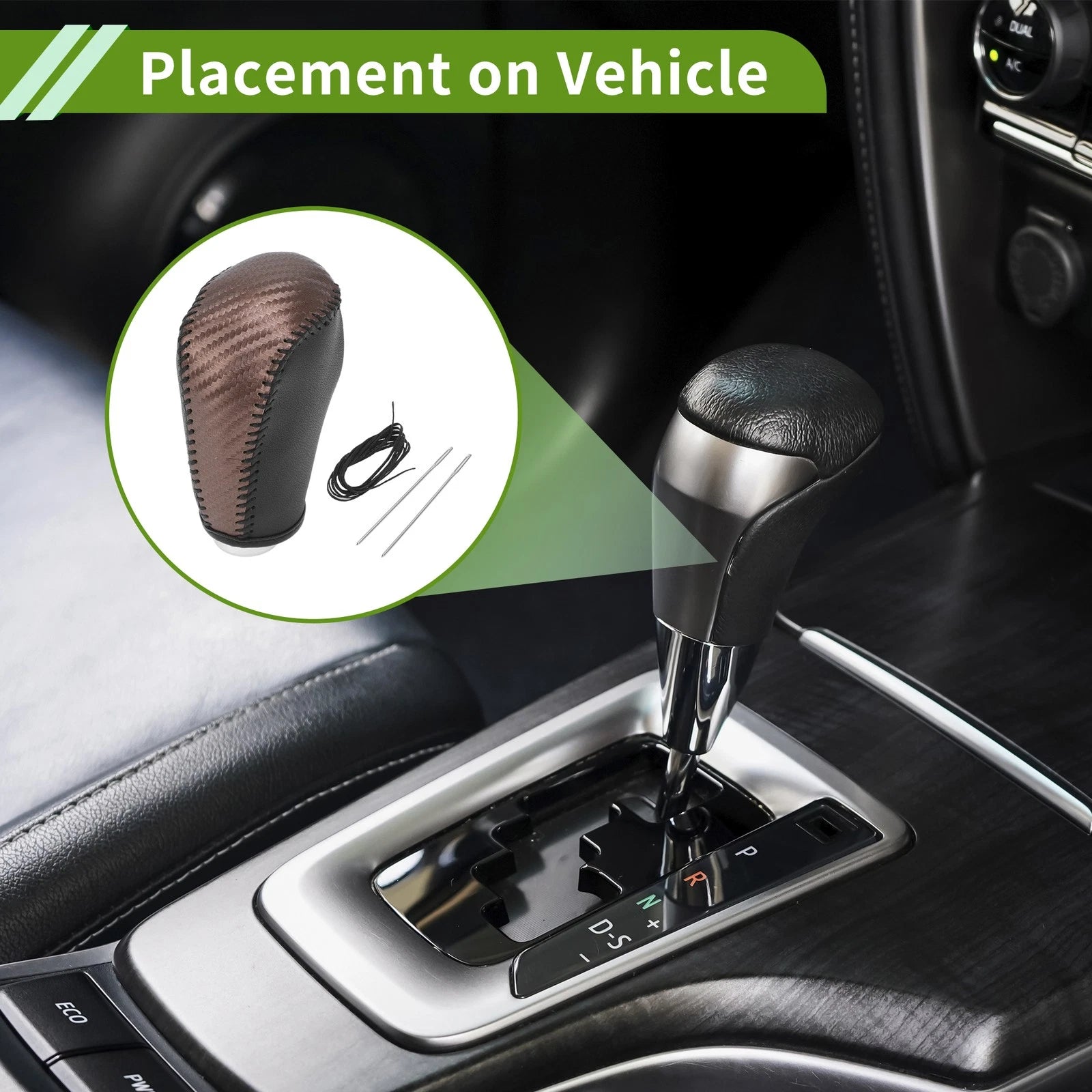 Gear Shift Knob Cover for Nissan Altima (2013–2018) Brown Carbon Fiber