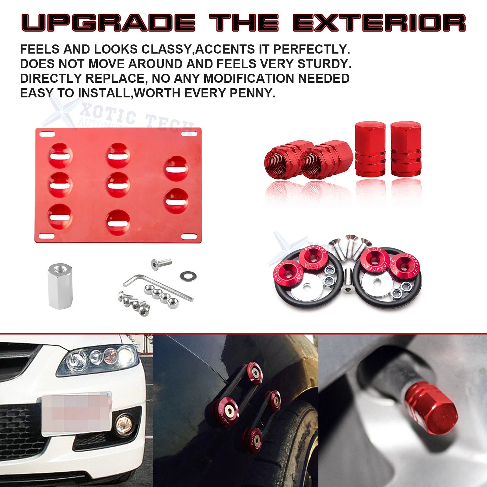 Tow Hook License Plate + Air Valve Cap + Release Fastener for Mazda 6 (2013-2018)