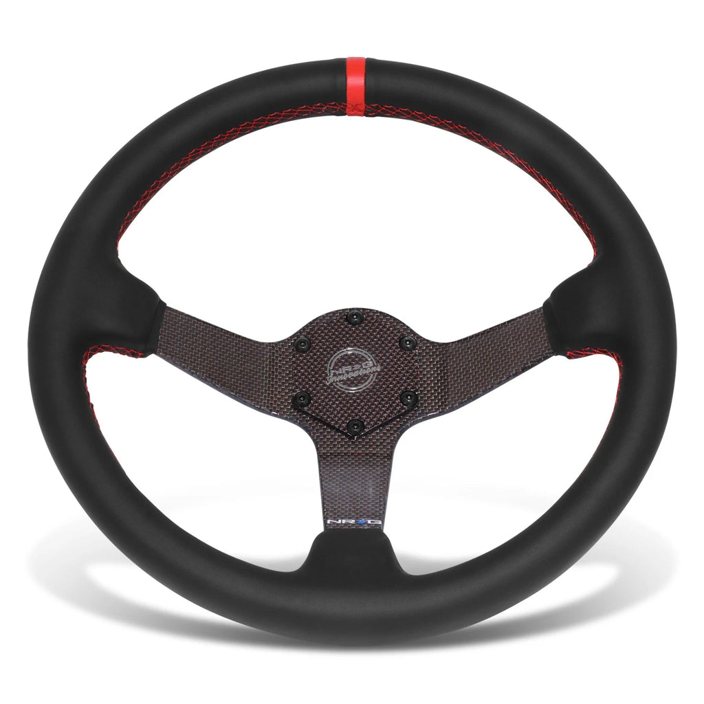 NRG RST-036CF-RD Steering Wheel for Universal Fit (350mm, 3" Deep Dish)