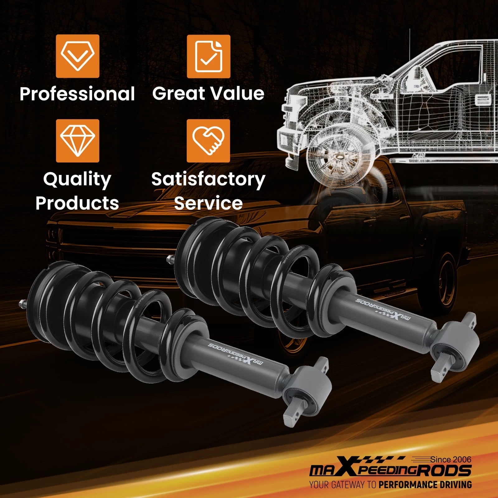 2" Lift Kit Front Leveling Struts for Silverado Sierra 1500 (2014-2018)