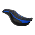 Driver Passenger Seat for Harley Dyna Fat Bob Low Rider (2006–2017) Black Blue
