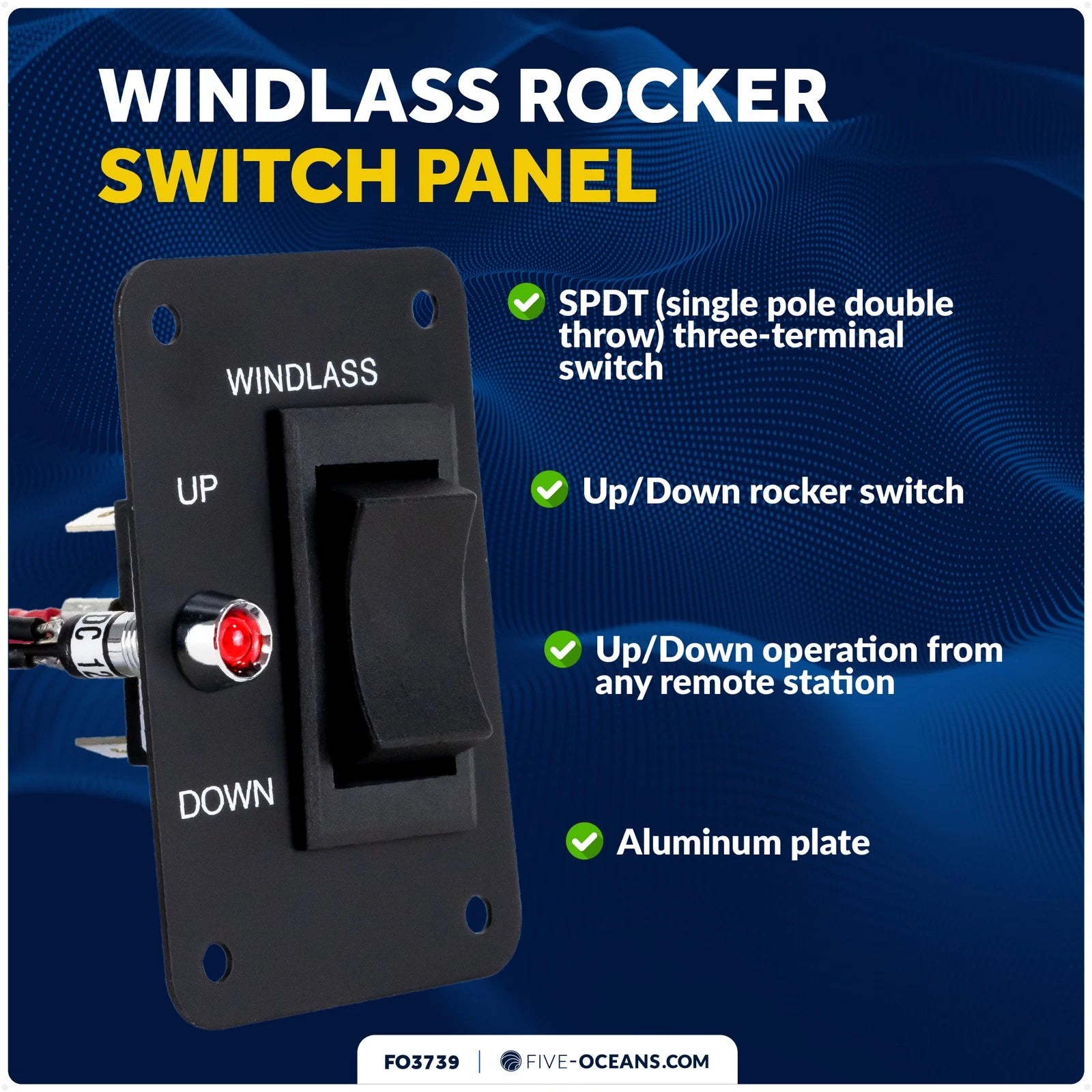 Rocker Anchor Windlass Switch Up/Down 12V for FO3739