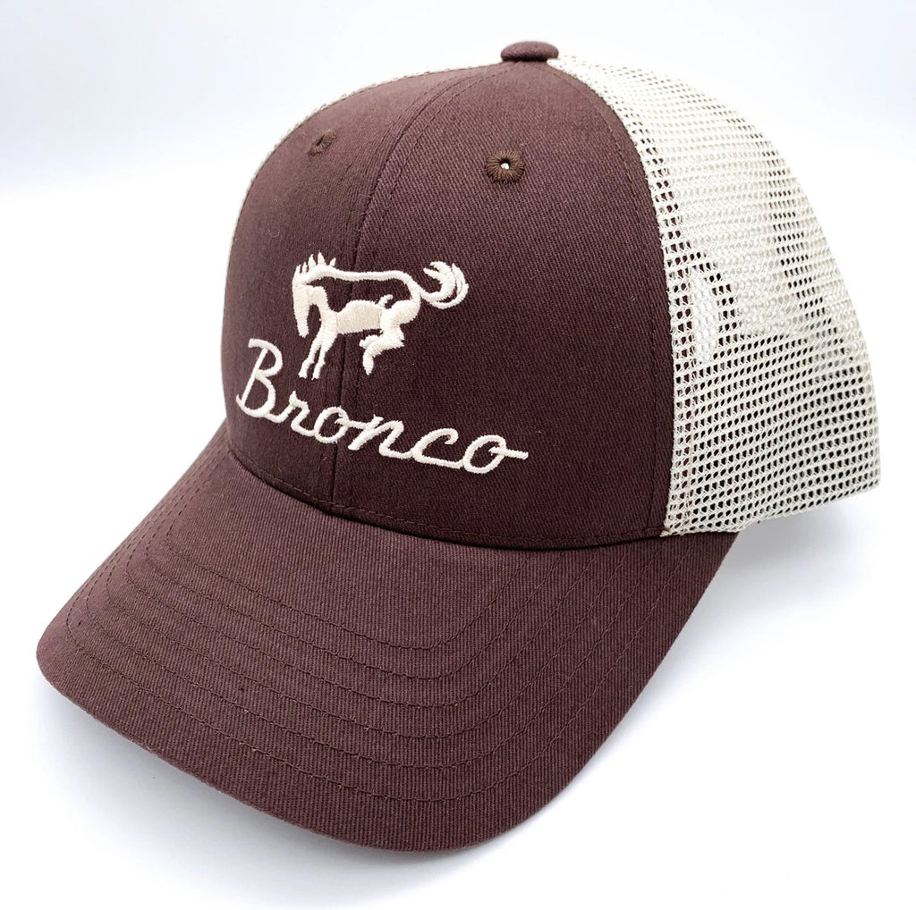 Ford Bronco Trucker Hat Brown Tan Stitching Licensed Mesh Back (2021–2026)