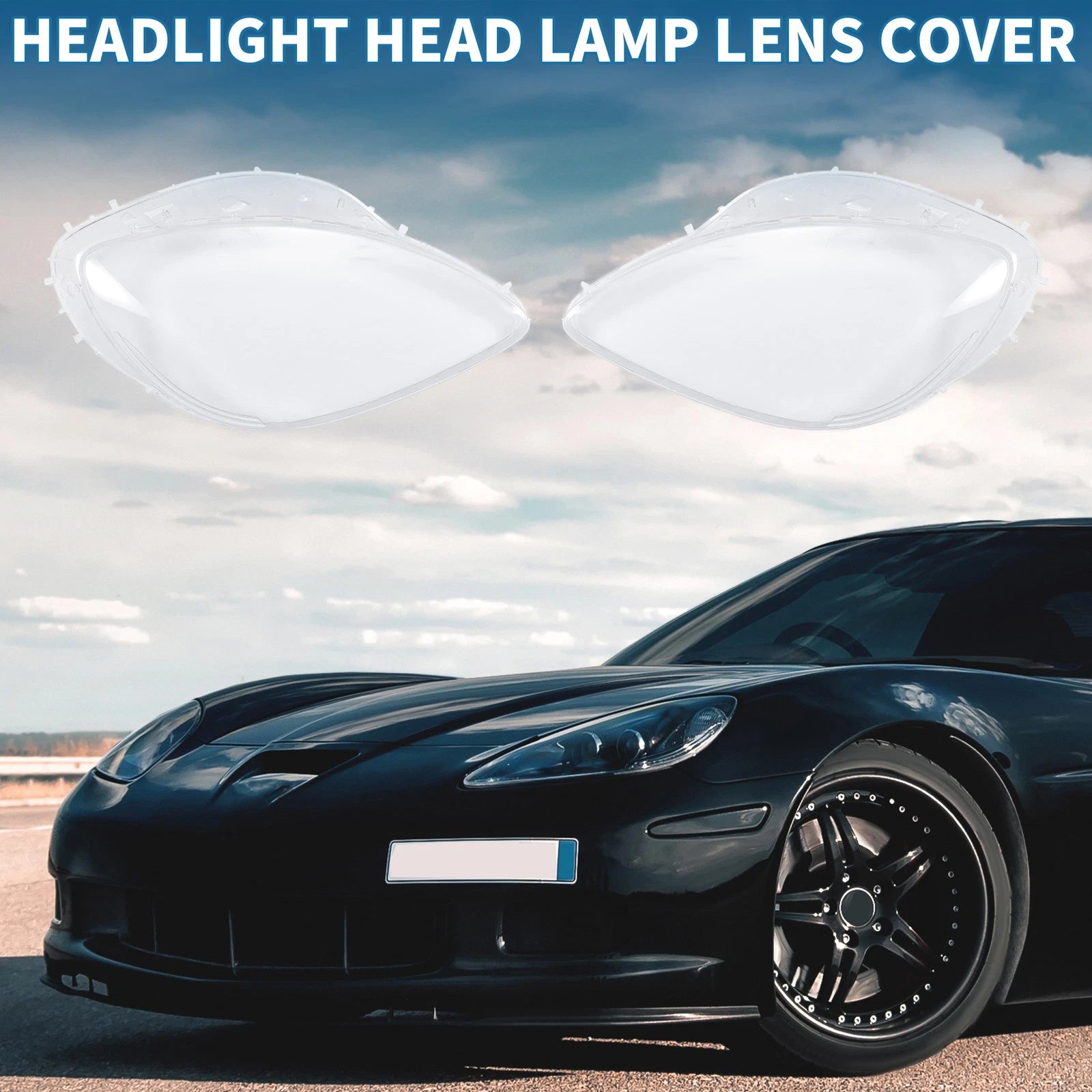 1 Pair Headlight Lens Cover for Chevrolet Corvette C6 (2005–2013)