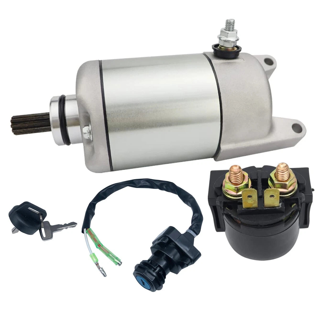 Starter Motor for Kawasaki KLF400 4X4 (1993–1999) with Relay & Switch