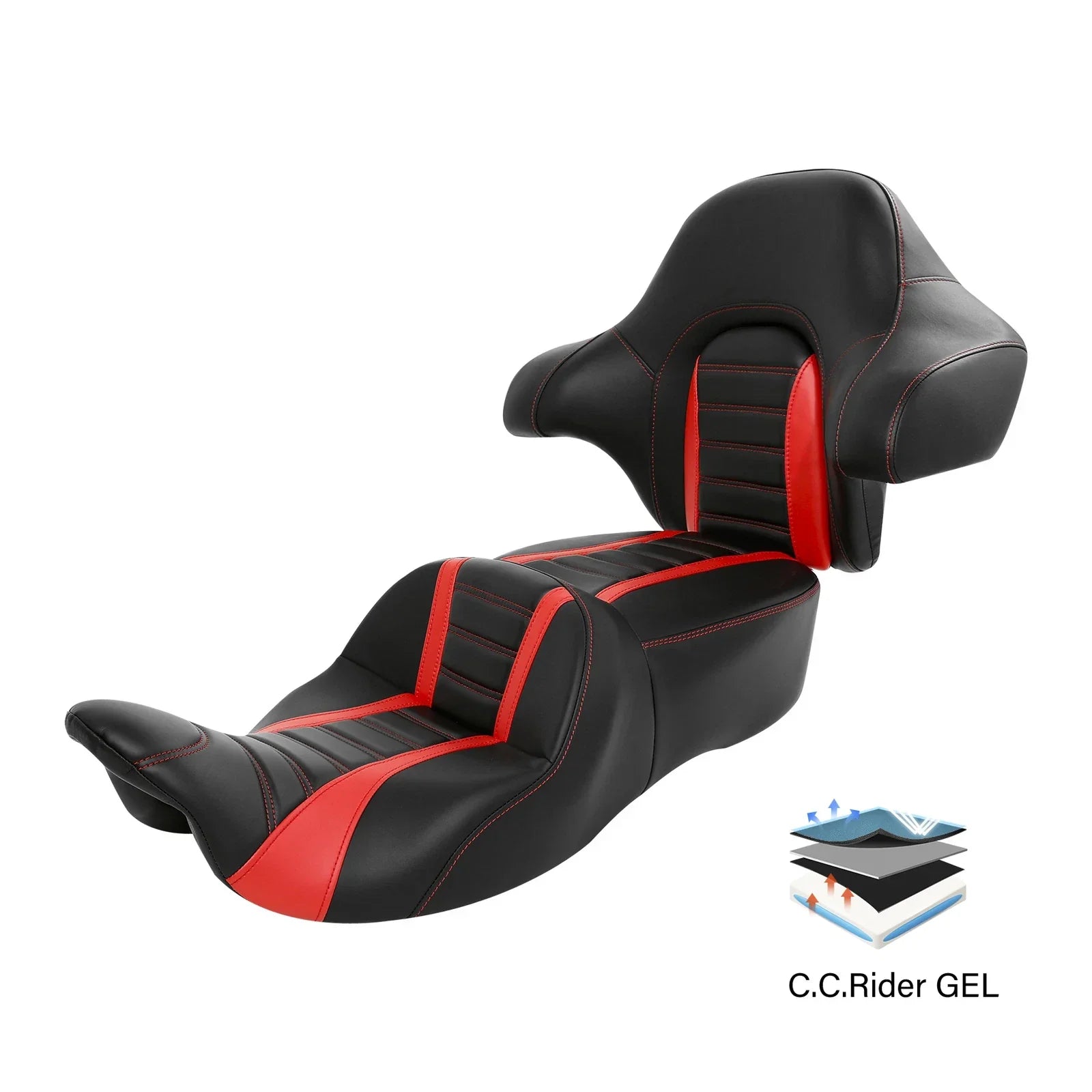 Rider Passenger Gel Seat Backrest for Harley Electra Street Glide (2014-2023)
