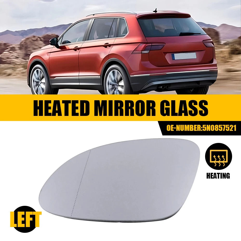 Heated Driver Side Mirror Glass for VW Tiguan (2009–2017) w/Backing Plate