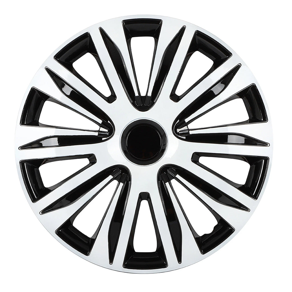 Set of 4 Wheel Hub Caps for R17 Tire & Rim - Snap On Black & White