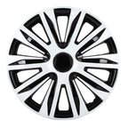 Set of 4 Wheel Hub Caps for R17 Tire & Rim - Snap On Black & White