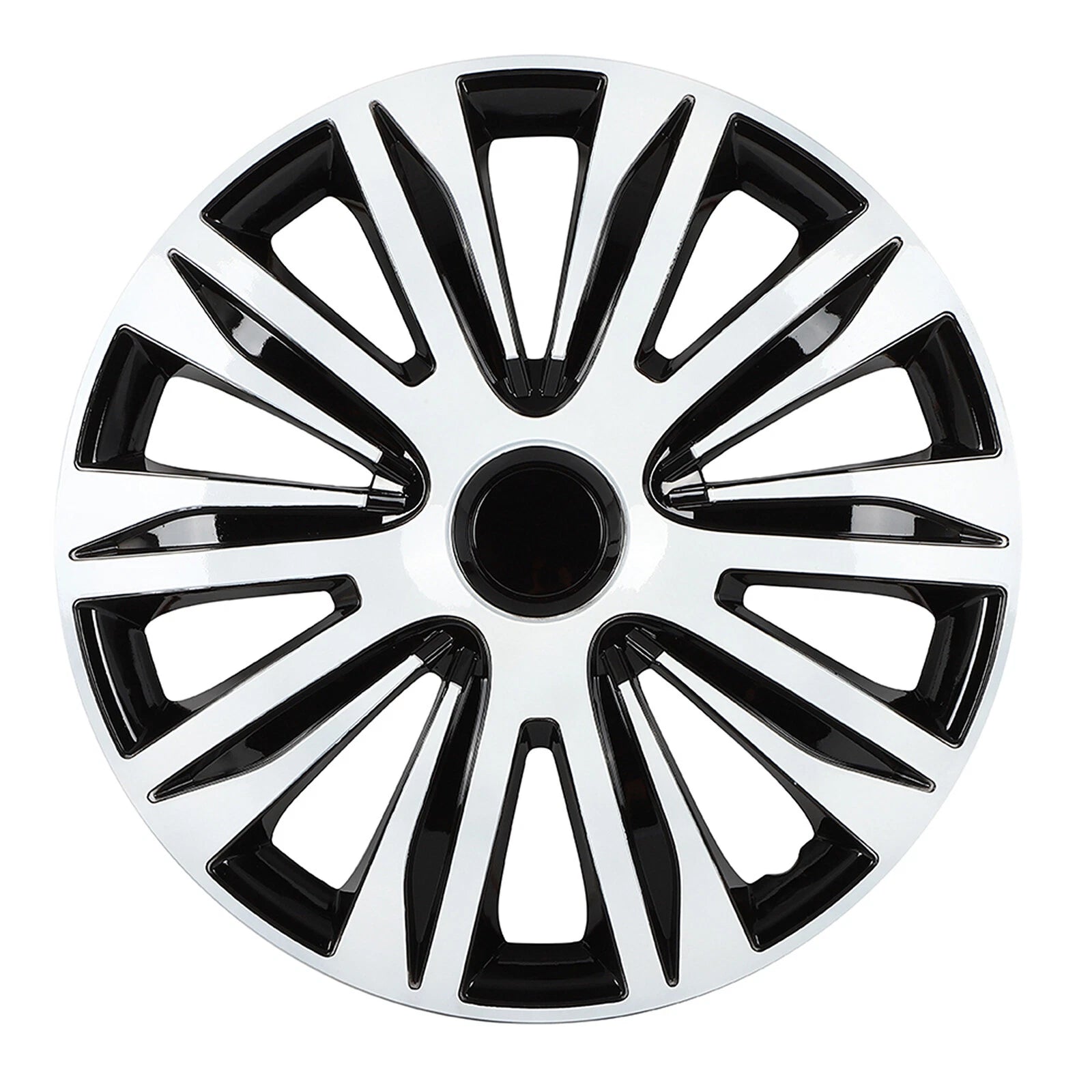 Set of 4 Wheel Hub Caps for R17 Tire & Rim - Snap On Black & White