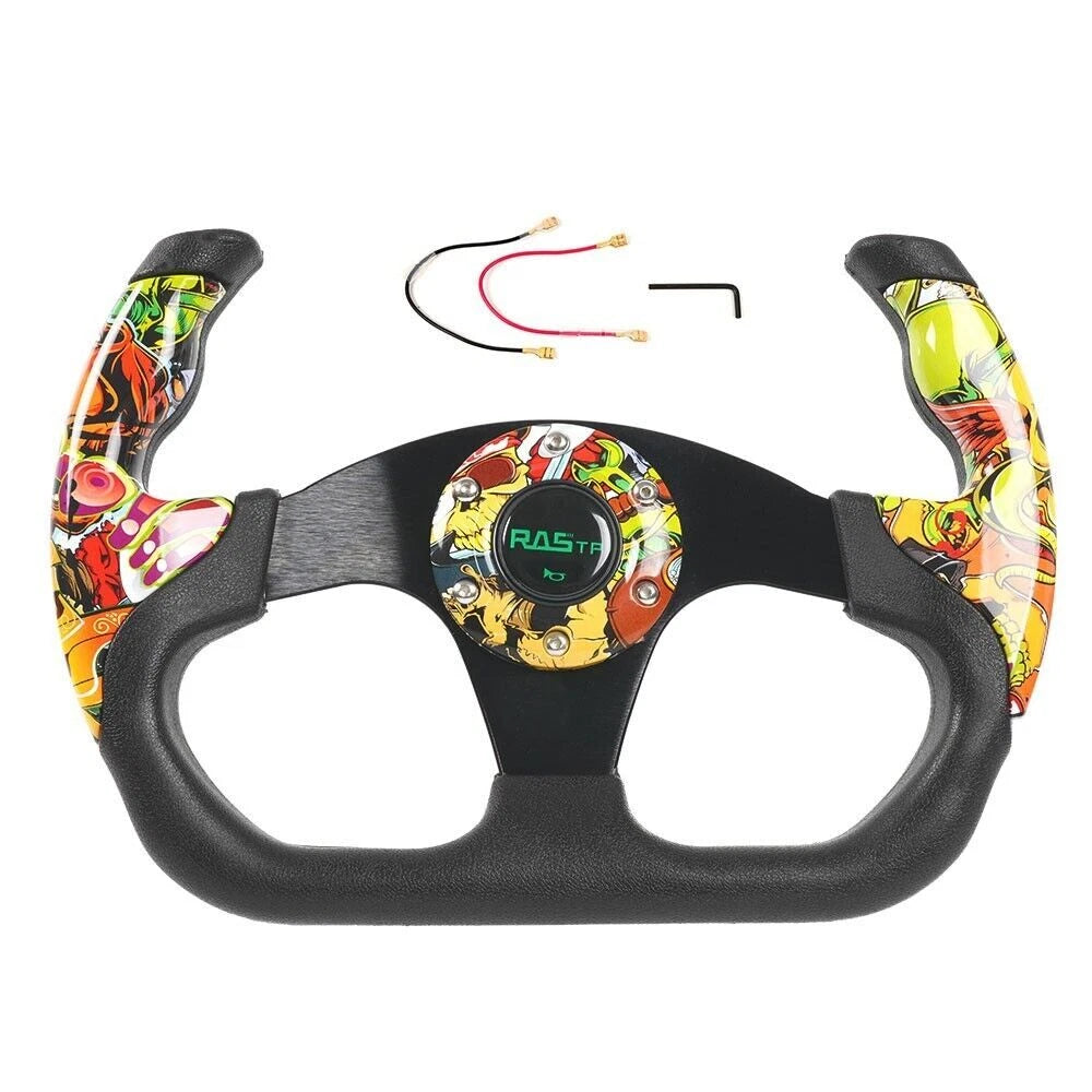 13-Inch Racing Steering Wheel for Model U Plaid (Graffiti Style)