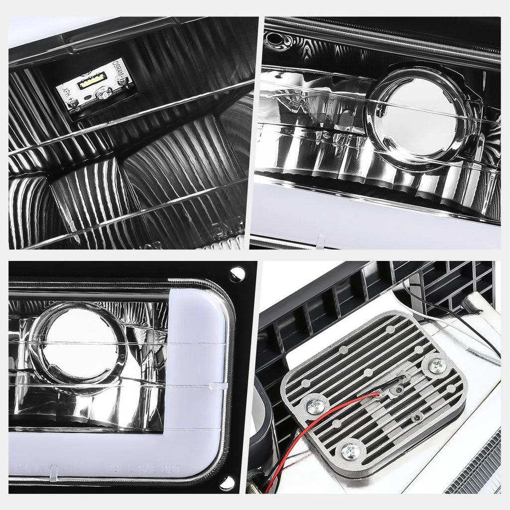 C-Shape LED DRL Headlights for Chevy GMC C/K Suburban Tahoe Yukon (1988–2000)