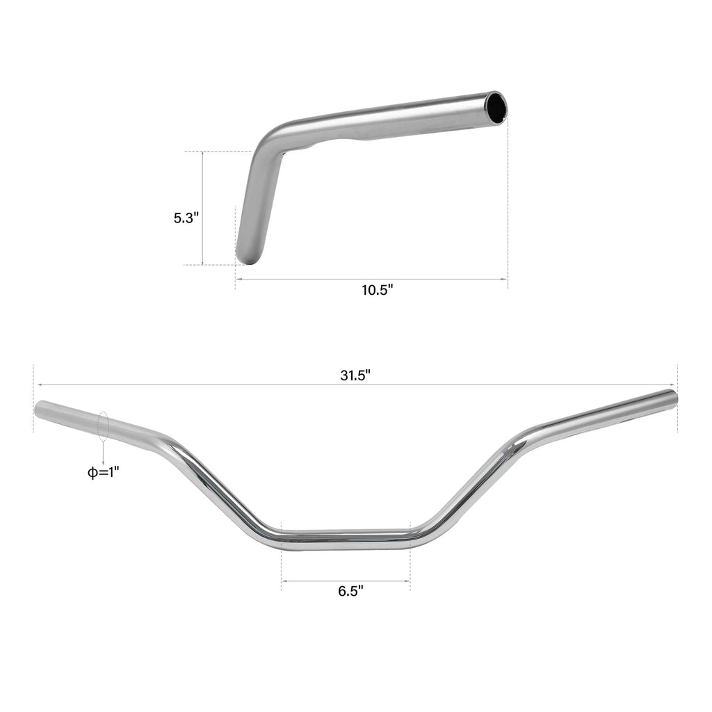 Chrome 5" Rise 1" Ape Hanger Handlebar for Harley Sportster XL883 XL1200 (2004–2023)