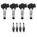 Set of 4 Ignition Coils & Iridium TT Spark Plugs for Audi A4, TT, VW Beetle, Golf