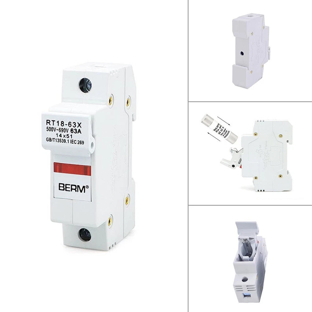 Fuse Holder 1P 63A 500V DIN Rail for Automotive (Flame Retardant)