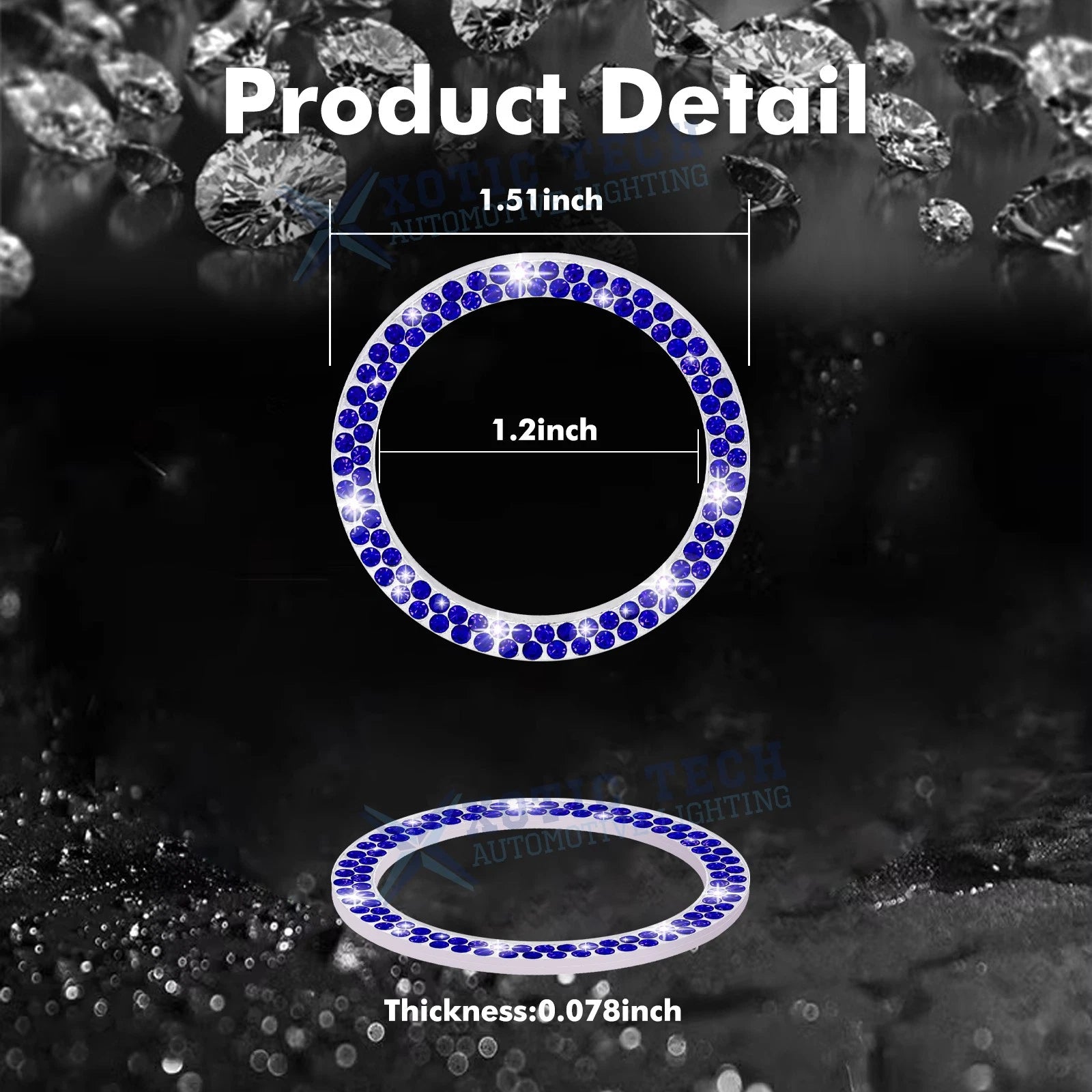 Engine Start Button Ring Gear Shift Cover Kit for Blue Bling Diamond (2013-2019)