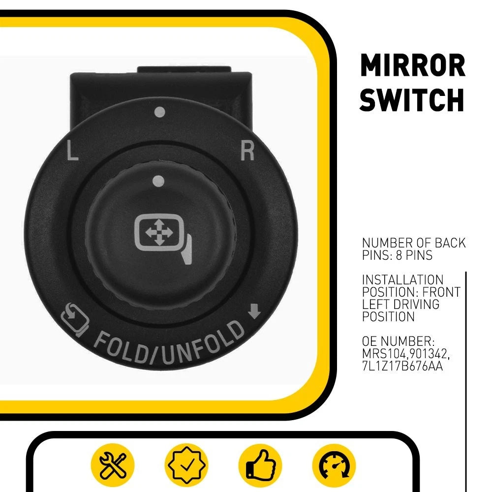 Front Left Driver Door Power Mirror Switch for Ford E150/250/350/450 (2000–2014)