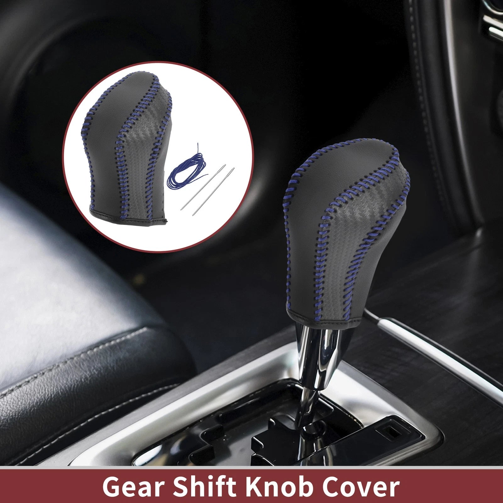 1 Pc Gear Shift Knob Cover for Nissan Maxima (2016–2023) Blue Faux Leather