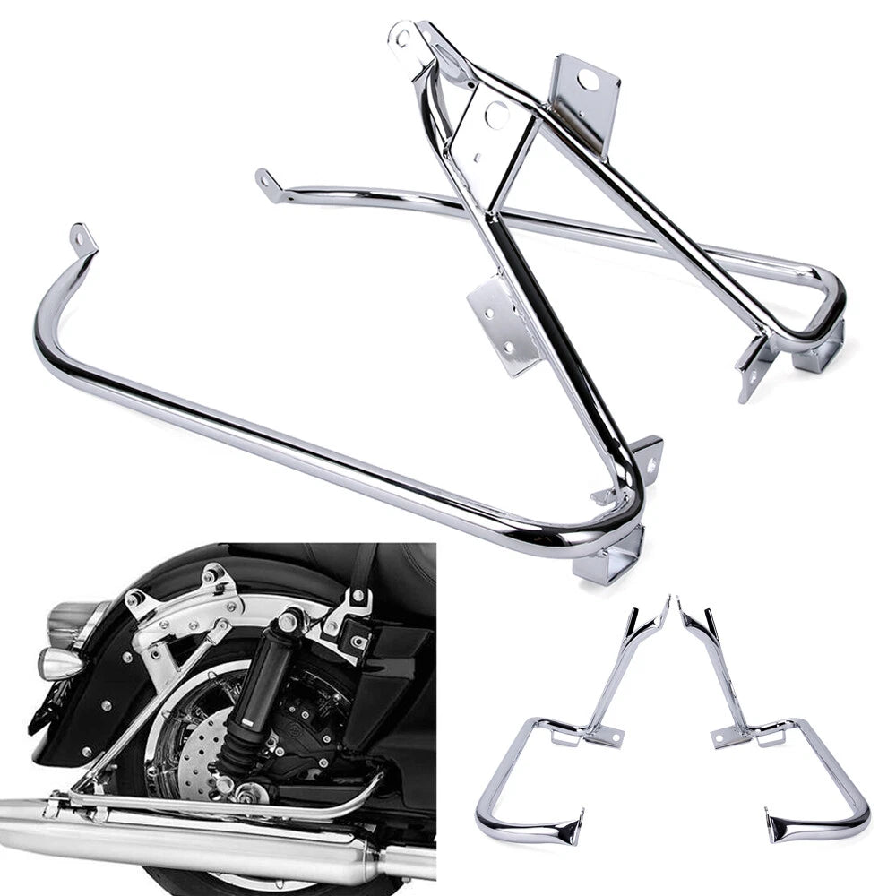 Chrome Saddlebag Support Brackets for Harley Road King Road Glide (2009–2013)
