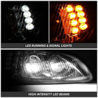 Full LED Chrome Housing Amber Corner Headlight for Freightliner M2 106 112 (2003–2018)