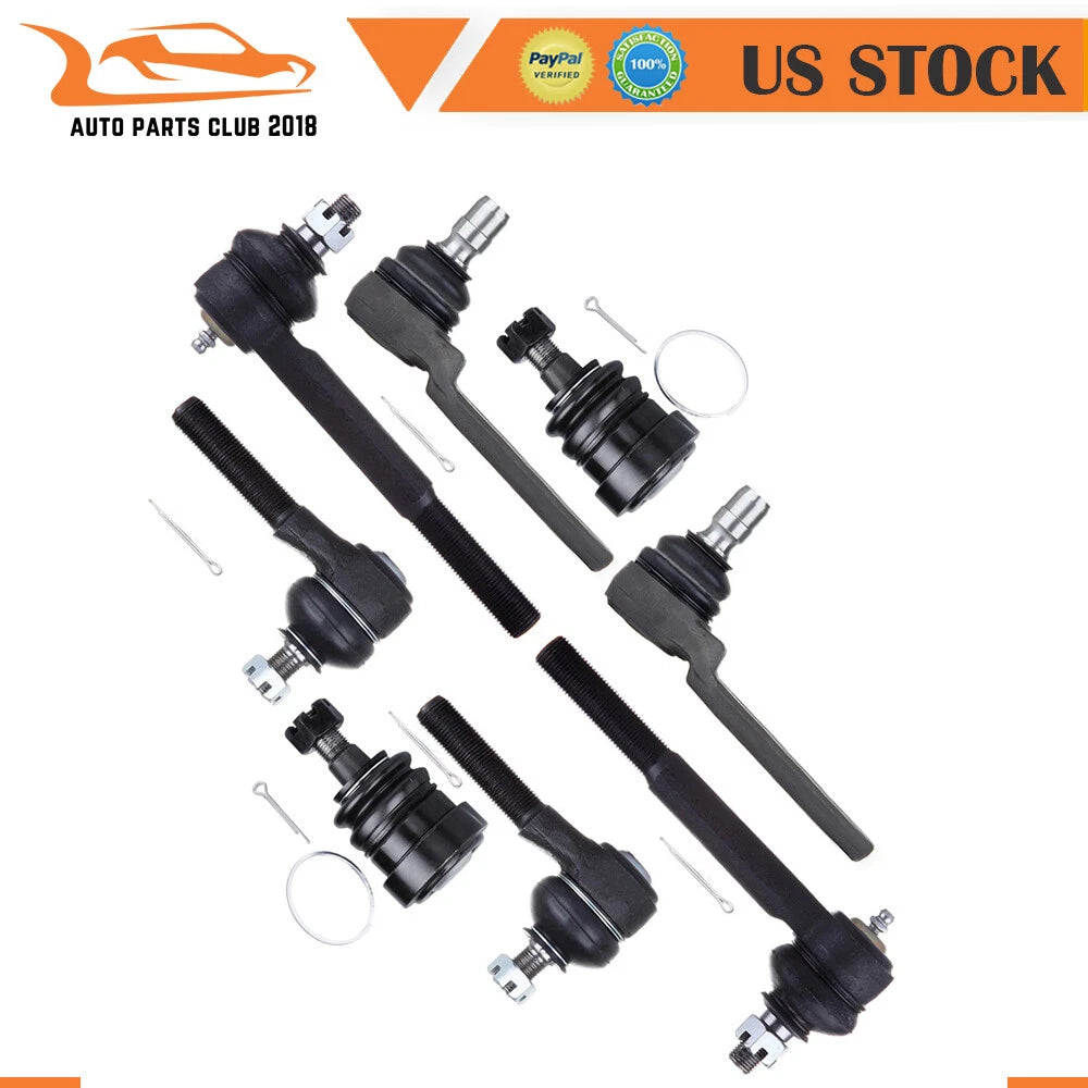 Set of 8 Front Ball Joints and Tie Rods for Ford Crown Victoria, Lincoln Town Car (1995–2002)