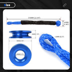 2X Heavy Duty Recovery Ring Snatch Block Pulley with 2X Soft Shackles