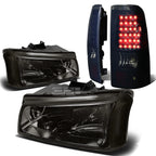 Smoked Clear Corner Headlight + Black Tint LED Tail Light for Silverado (2003–2007)